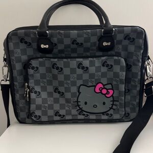 Hello Kitty Checkered Black and Gray Laptop Bag